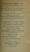 view Tentamen medicum inaugurale, de administratione antiphlogistica / [Richard Scott Byam].