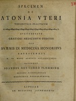 view Specimen de atonia uteri theoretico-practicum ... / [Johann Gottfried Flemming].