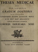 view Theses medicae ... / [Karl Wilhelm Nose].