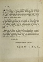 view Sir, as the plan of the Dispensary for General Inoculation seems to be the only one by which the salutary effects of inoculation can be sufficiently extended to a very numerous and useful class of people, the poor of this metropolis.