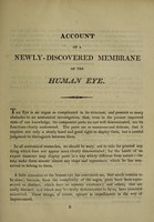 view An account of a newly-discovered membrane in the human eye. : To which are added, Some objections to the common operation for fistula lacrymalis; and the suggestion of a new mode of treating that disease. / By S. Sawrey, surgeon.