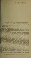 view Influence of the temperature of liquid hydrogen on bacteria / by Allan Macfadyen, M.D. and Sydney Rowland, M.A. ; communicated by Lord Lister, P.R.S.