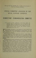 view Report on, and schedule of, experiments with disinfectants / by Lt.-Col. R.H. Firth, F.R.C.S., D.P.H., R.A.M.C., (Fellow) and Allan Macfadyen, M.D., B.Sc., F.I.C.