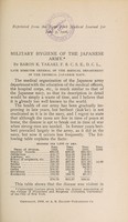 view Military hygiene of the Japanese army / by Baron K. Takaki, F.R.C.S.E., D.C.L., late Director General of the medical department of the imperial Japanese navy.