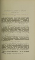 view A comparison of methods of obtaining alveolar air / Walter M. Boothby, M.D., and Francis W. Peabody, M.D. Boston.