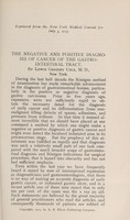 view The negative and positive diagnosis of cancer of the gastrointestinal tract / Lewis Gregory Cole, M.D., New York.