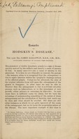 view Remarks on Hodgkin's disease / by the late Sir James Galloway, K.B.E., C.B., M.D., consulting physician to Charing Cross Hospital.