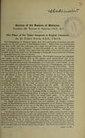 view The place of the Tudor Surgeons in English Literature / by Sir D'Arcy Power, K.B.E., F.R.C.S.