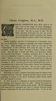 view Charles Creighton, M.A., M.D. / by Professor William Bulloch, M.B., M.D., LL.D., F.R.S., Professor of bacteriology, University of London.