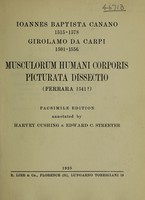 view ... Musculorum humani corporis picturata dissectio (Ferrara 1541?) : Facsimile edition / annotated by Harvey Cushing & Edward C. Streeter.