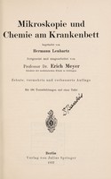 view Mikroskopie und Chemie am Krankenbett / begründet von Hermann Lenhartz ; fortgesetzt und umgearbeitet von Erich Meyer.