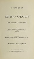 view A text-book of embryology : for students of medicine / by John Clement Heisler.