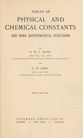 view Tables of physical and chemical constants and some mathematical functions / by G.W.C. Kaye and T.H. Laby.