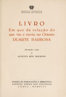 view Livro em que dá relação do que viu e ouviu no Oriente Duarte Barbosa / introdução e notas de Augusto Reis Machado.