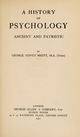 view A history of psychology / by George Sidney Brett.