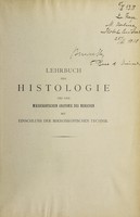 view Lehrbuch der Histologie und der mikroskopischen Anatomie des Menschen : mit Einschluss der mikroskopischen Technik / von Philipp Stöhr ; bearbeitet von Oskar Schultze.