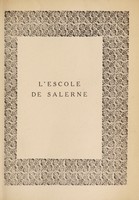 view L'escole de Salerne : Avec traduction françoise en vers burlesques, escrit en 1643 / [Louis Martin].