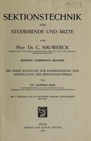 view Sektionstechnik für Studierende und Aerzte / von C. Nauwerck.