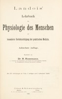 view Landois' Lehrbuch der Physiologie des Menschen : mit besonderer Berücksichtigung der praktischen Medizin / [Leonard Landois].