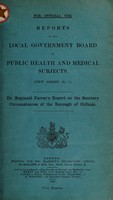 view Report to the Local Government Board on the sanitary circumstances of the Axbridge Rural District, Somerset / by Dr. Reginald Farrar.