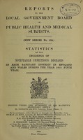 view Statistics of the incidence of notifiable infectious diseases in each sanitary district in England and Wales during the year 1915 (fifth year).