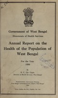 view Annual report on the health of the population of West Bengal.