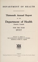 view Annual report of the Department of Health, Ontario, Canada.