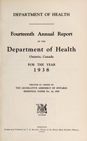 view Annual report of the Department of Health, Ontario, Canada.