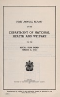 view Annual report of the Department of National Health and Welfare [Canada].