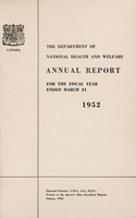 view Annual report of the Department of National Health and Welfare [Canada].