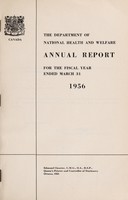 view Annual report of the Department of National Health and Welfare [Canada].