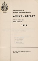 view Annual report of the Department of National Health and Welfare [Canada].