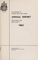 view Annual report of the Department of National Health and Welfare [Canada].