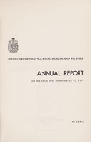 view Annual report of the Department of National Health and Welfare [Canada].