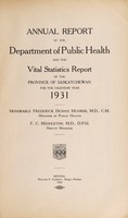 view Annual report of the Department of Public Health of the Province of Saskatchewan.