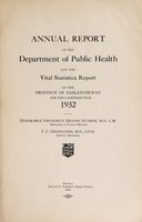 view Annual report of the Department of Public Health of the Province of Saskatchewan.