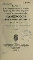 view Report by His Majesty's Government in the United Kingdom of Great Britain and Northern Ireland to the Council of the League of Nations on the administration of the British Cameroons / issued by the Colonial Office.