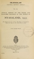 view Annual report on the social and economic progress of the people of Nyasaland.