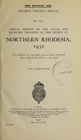 view Annual report on the social and economic progress of the people of Northern Rhodesia.