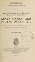 view Annual report on the social and economic progress of the people of the Kenya Colony and Protectorate.