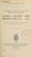 view Annual report on the social and economic progress of the people of the Kenya Colony and Protectorate.