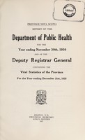 view Report of the Department of Public Health for the year ending September 30th ... and of the Deputy Registrar General containing the vital statistics of the Province for the year ending December 31st ... / Province of Nova Scotia.