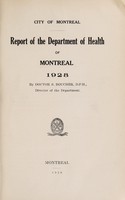 view Report of the Department of Health / City of Montreal.