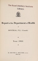 view Report of the Department of Health / City of Montreal.