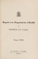 view Report of the Department of Health / City of Montreal.