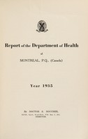 view Report of the Department of Health / City of Montreal.