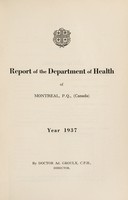 view Report of the Department of Health / City of Montreal.