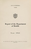 view Report of the Department of Health / City of Montreal.