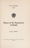 view Report of the Department of Health / City of Montreal.