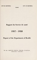 view Report of the Department of Health / City of Montreal.